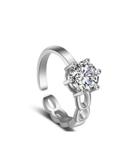 Bague Brillant réglable - argent 925
