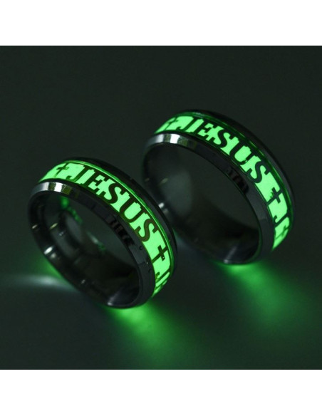 Gesù Anello Fluorescente - Acciaio Inox
