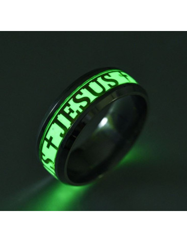 Bague Jésus Fluorescent - Acier inoxydable