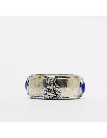 Anillo del Sagrado Corazón de Jesús y Nuestra Señora Siete Dolores - azul