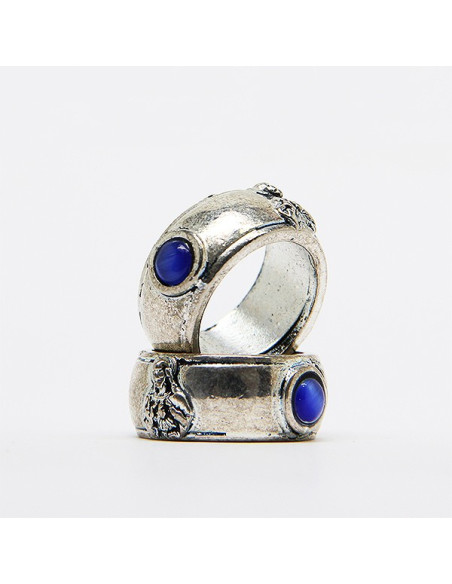 Sacred Heart Ring of Jesus and Our Lady Seven Sorrows - Blue