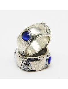 Bague Sacré cœur de Jésus et Notre-Dame des Sept Douleurs - bleu