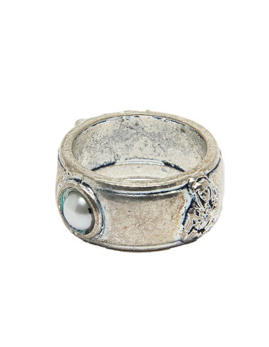 Heiliges Herz Ring von Jesus und Unsere Liebe Frau Sieben Leiden - weiß