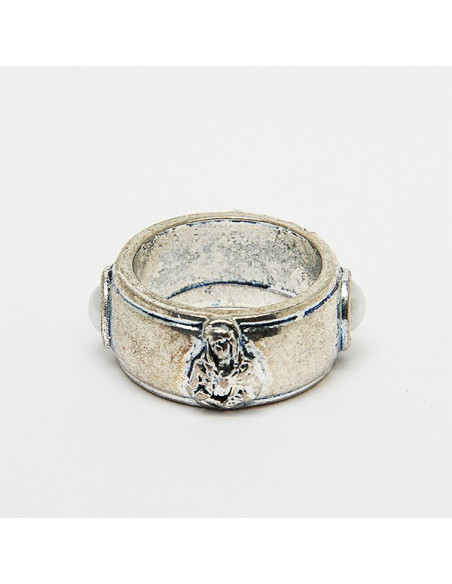 Sacred Heart Ring of Jesus and Our Lady Seven Sorrows - white