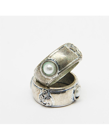 Anillo del Sagrado Corazón de Jesús y Nuestra Señora Siete Dolores - blanco