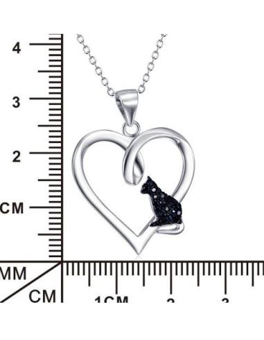 Kattenketting zwart hart - zilver 925