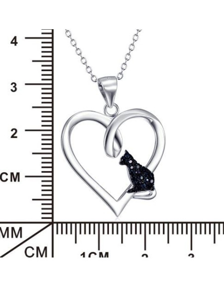 Kattenketting zwart hart - zilver 925