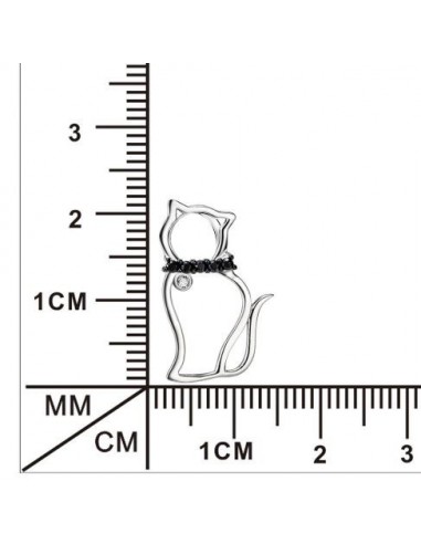 Collier Chats pendentif cz noir - argent 925