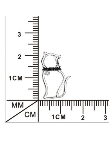 Halskette Katzen Anhänger cz schwarz - Silber 925