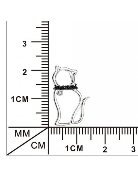 Collier Chats pendentif cz noir - argent 925