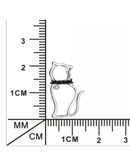 Halskette Katzen Anhänger cz schwarz - Silber 925