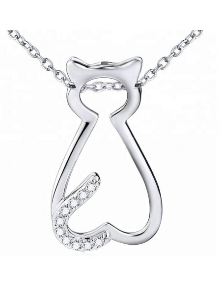 Necklace Cat pendant - silver 925