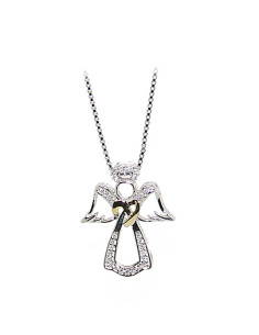 Silver Necklace with its silver angel pendant inlaid with zircons and crystals - silver 925