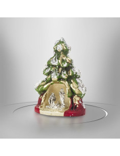 Cream-coloured clay nativity scene with gilding - 7.5 cm