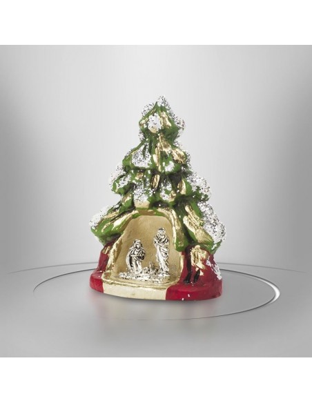 Presepio in argilla color crema con doratura - 7,5 cm