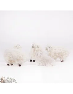 Moutons en fourrure décoration village de Noël - 5 pcs