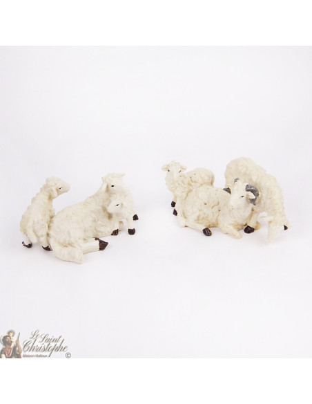 Sheep made of fur for  Christmas Village decoration - 5 pcs