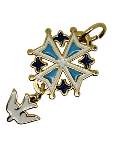 Croix Huguenote couleurs plaqué or