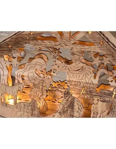 Crèche en bois naturel lumineuse - LED