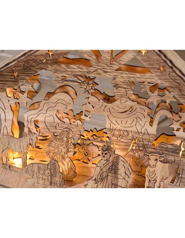 Crèche en bois naturel lumineuse - LED