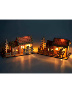 Beleuchtetes Naturholzchalet - LED - Dekoration