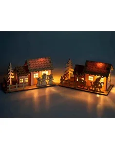 Chalet en bois naturel lumineux - LED - décoration