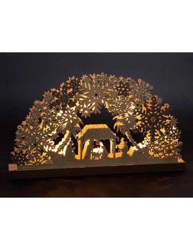 Crèche en bois naturel lumineuse - LED