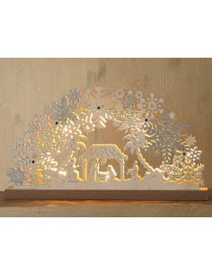 Crèche en bois naturel lumineuse - LED
