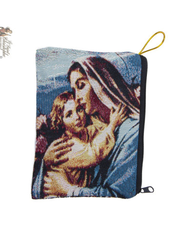Etui à chapelet tissé - Sainte famille et Vierge à l'enfant