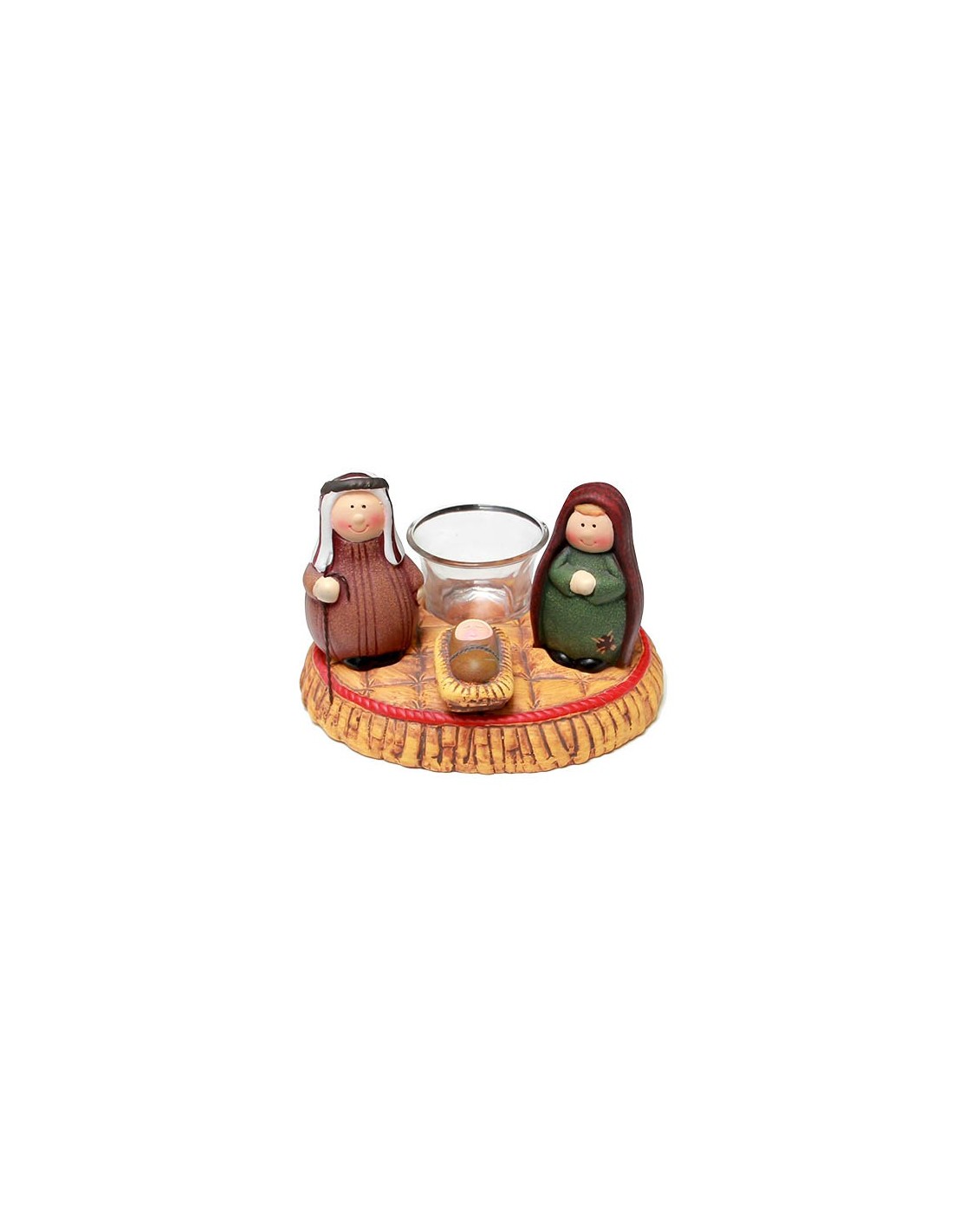 Terracotta Christmas crib Tee light candle holder