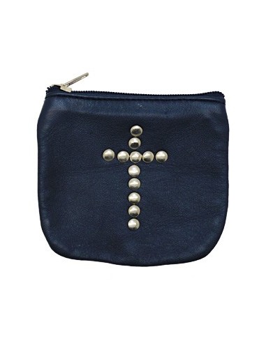 Blauw lederen etui met kruis