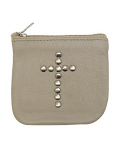 Beige Ledertasche mit Kreuz