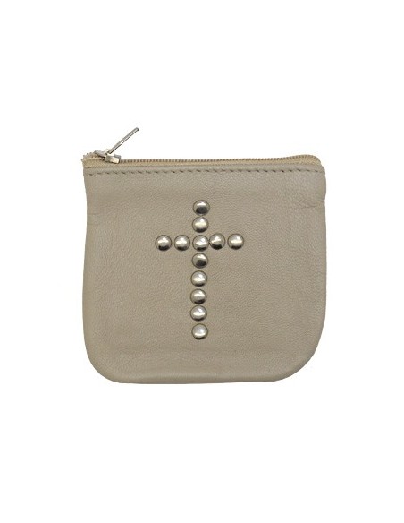 Beige leather case with cross