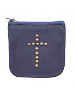 Custodia in pelle viola con croce