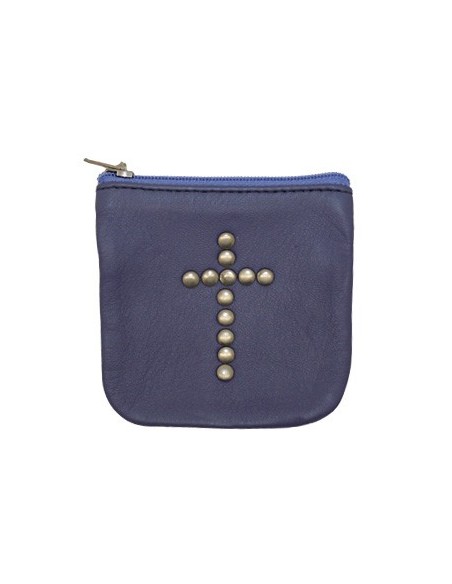 Lila Ledertasche mit Kreuz