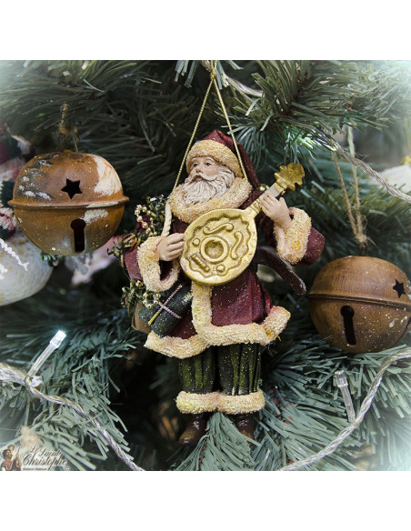 Père Noël musicien suspension - Sapin