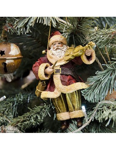 Père Noël musicien suspension - Sapin