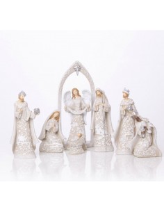 Modern resin Christmas crib - 7 pieces