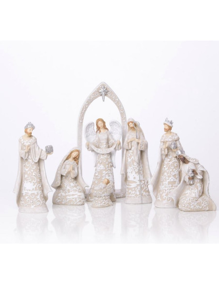 Modern resin Christmas crib - 7 pieces