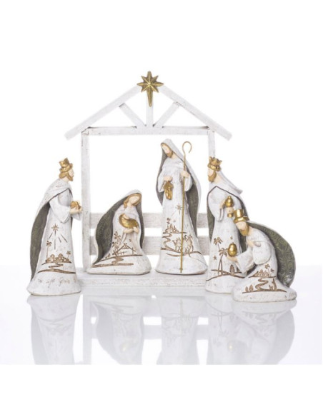 Elegant White and Gold Nativity Scene