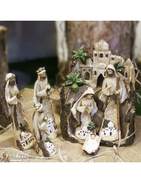 Modern Christmas crib - resin