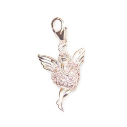 Pendentif ange strass charme - argent 925