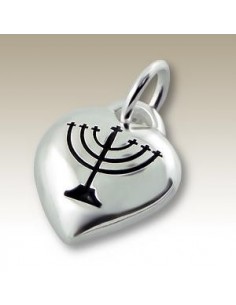 Pendentif Cœur Ménorah - Argent 925