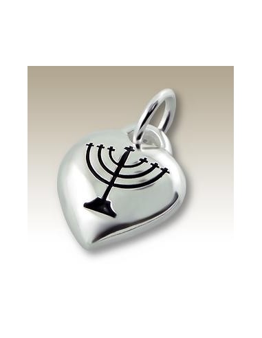 Menorah Heart Pendant - Silver 925