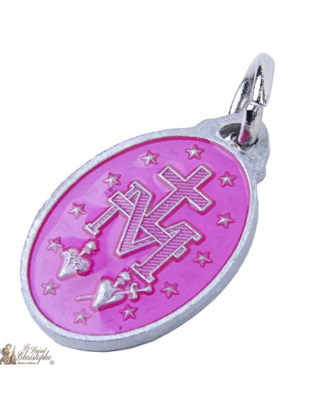 Médaille Vierge Miraculeuse émaillée rose