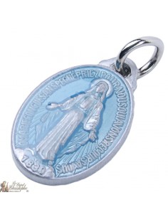 Medaglia Vergine Miracolosa con smalto blu