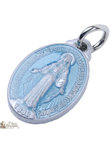 Miraculous Virgin Medal with blue enamel