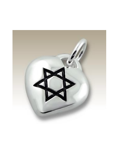 Colgante corazón estrella de David - Plata 925