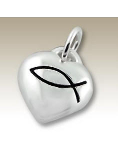 Pendant heart fish Christian sign - Silver 925