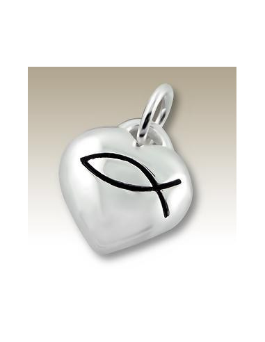 Pendant heart fish Christian sign - Silver 925